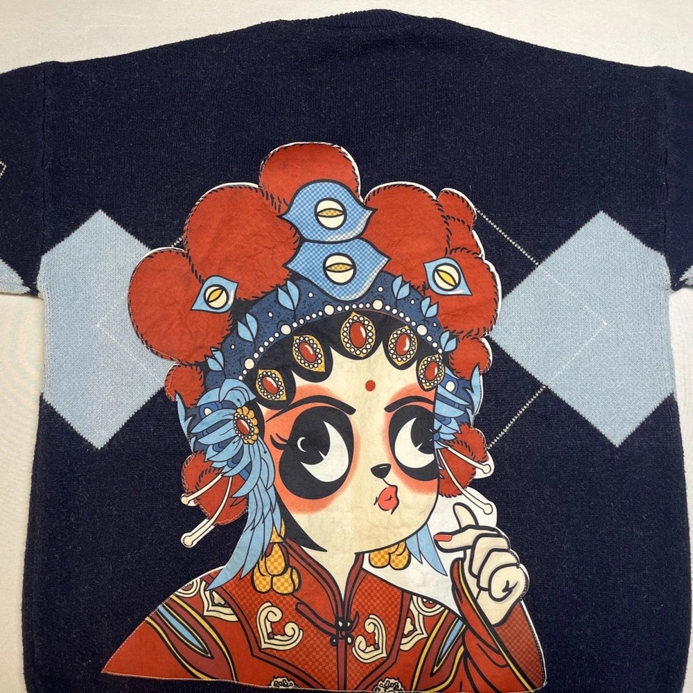 Chinese Peking Opera Beijing Opera Navy Sweater Unisex‎ Large